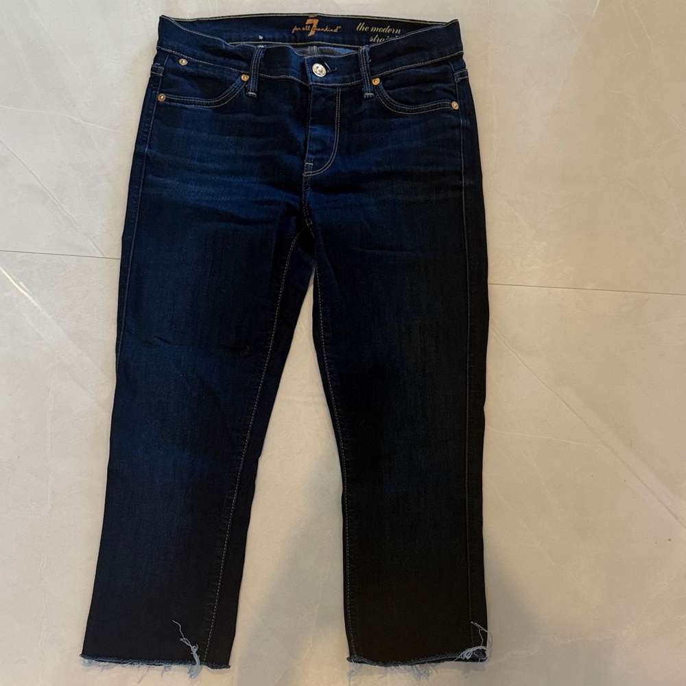 7 For All Mankind Midnight Blue Cropped Jeans